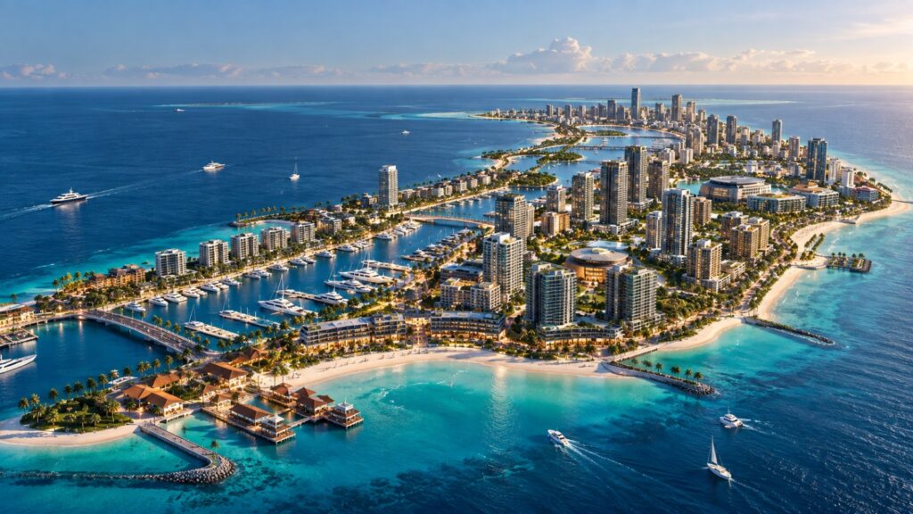 The prospect of the future, developed, RasMalé with clean skycrapers and a planned city scape complemented by marinas and other modern facilities.